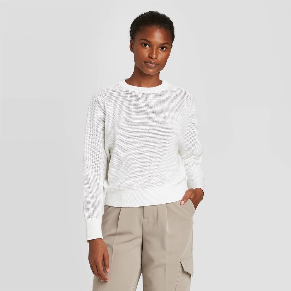 NWOT Prologue Dolman Sleeve White Knit Sweater